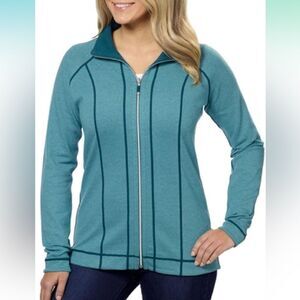 Kirkland Signature Ladies Reversible Full Zip Jacket Size S Green Stripes Sporty